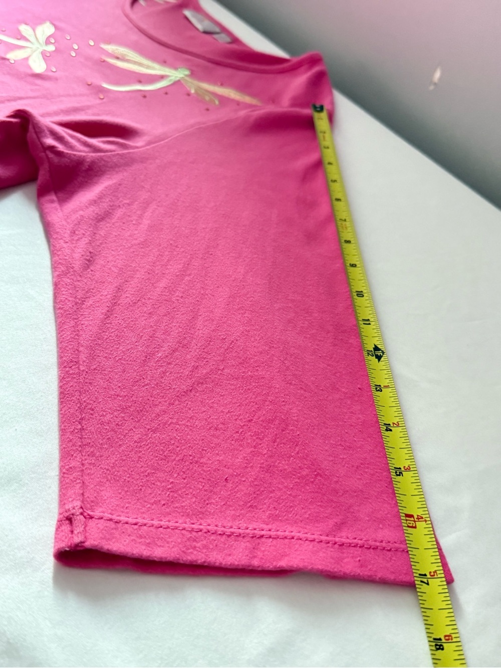 Quacker Factory Hot Pink Dragonfly Rhinestone Top 1X - Picture 11 of 14